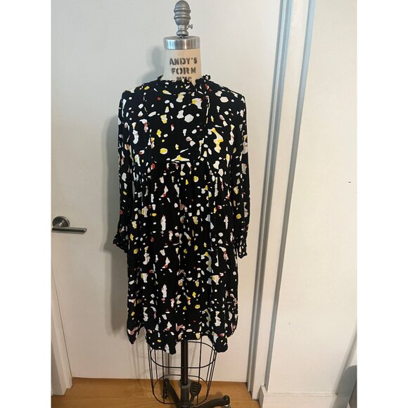 ba&sh Telma Black Mini Dress Abstract Graphic Print Colorful Size Small - Picture 3 of 9